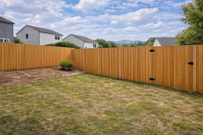 Backyard wooden fence